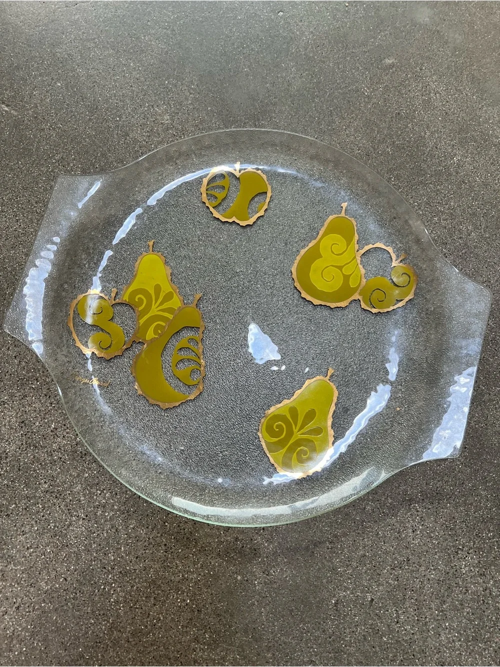 Vintage George Briard Yellow Pear Glass Serving Charger